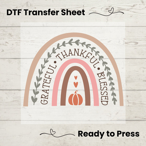 Grateful Thankful Blessed DTF, Dtf Transfer Sheet, Ready to Press, Custom Dtf, Diy Heat Transfer, Fall Season, Turkey Day Shirt