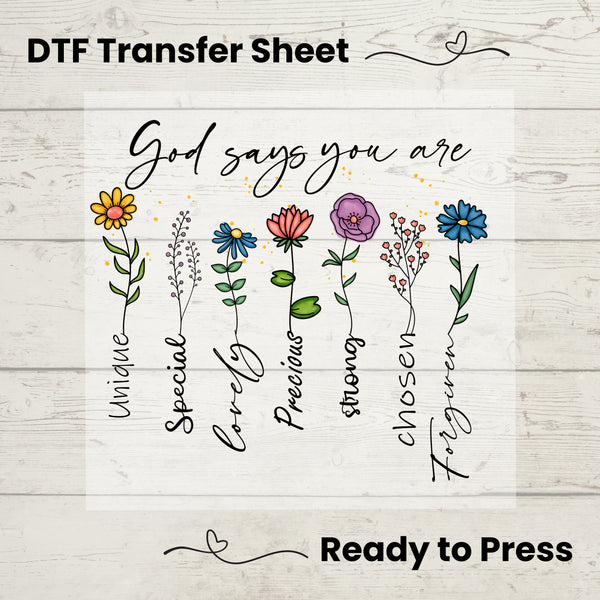 God Says You Are DTF, Dtf Transfer Sheet, Ready to Press, Custom Dtf, Diy Heat Transfer, T-Shirt Transfer, Christian Tshirt