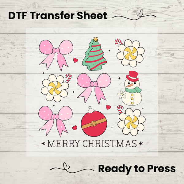 Christmas Coquette DTF, Dtf Transfer Sheet, Ready to Press, Custom Dtf, Diy Heat Transfer, Holiday Crafts, Christmas Coquette Aesthetic