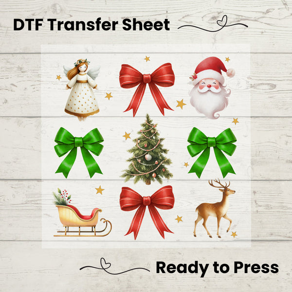 Christmas Coquette DTF, Dtf Transfer Sheet, Ready to Press, Custom Dtf, Diy Heat Transfer, Coquette Aesthetic, Santa Holiday Sweater