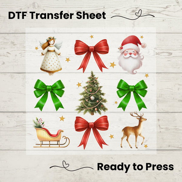Christmas Coquette DTF, Dtf Transfer Sheet, Ready to Press, Custom Dtf, Diy Heat Transfer, Coquette Aesthetic, Santa Holiday Sweater