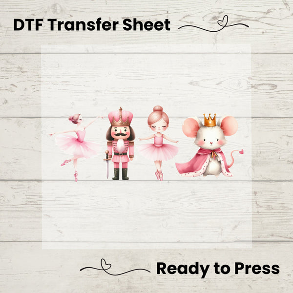 Pink Nutcracker Christmas DTF, Dtf Transfer Sheet, Ready to Press, Custom Dtf, DIY Heat Transfer, Ballet Lover Gift, Holiday Sweater