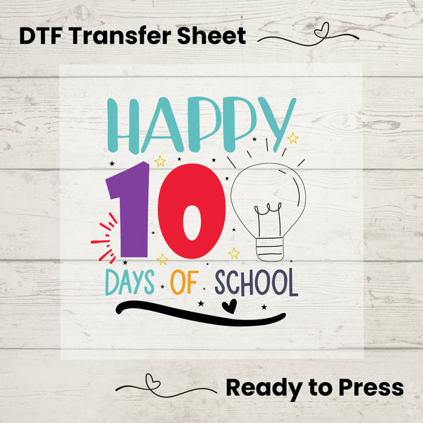 100 Days of School DTF, Dtf Transfer Sheet, Ready to Press, Custom Dtf, Diy Heat Transfer, T-Shirt Transfer, Teacher Shirt, DIY Craft