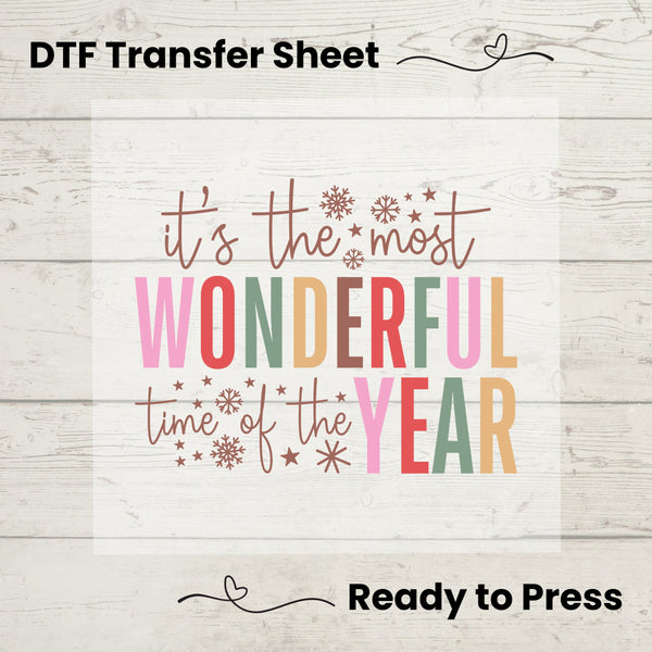 Its The Most Wonderful Time of the Year DTF, Dtf Transfer Sheet, Ready to Press, Custom Dtf, Diy Heat Transfer, Merry Christmas, Crafts