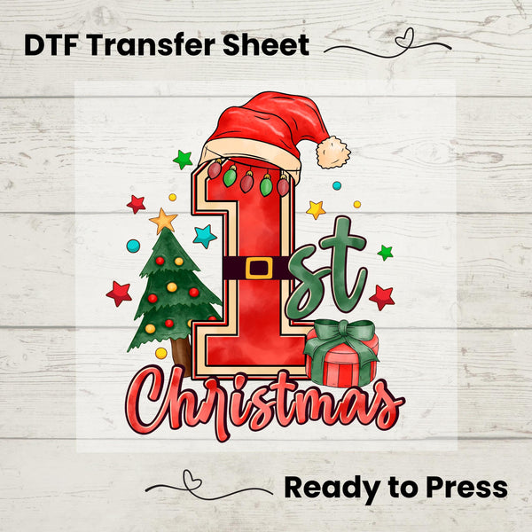 Baby's First Christmas DTF, Dtf Transfer Sheet, Ready to Press, Custom Dtf, Diy Heat Transfer, Holiday Craft, Baby Christmas Onesie Gift