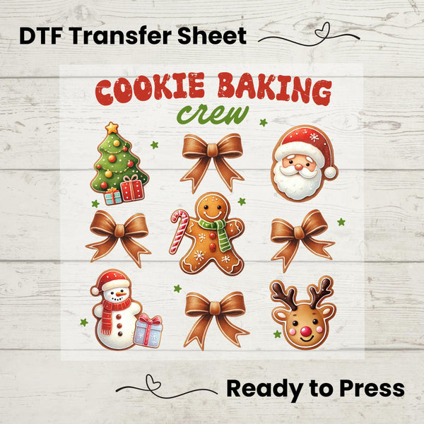 Cookie Baking Crew DTF, Dtf Transfer Sheet, Ready to Press, Custom Dtf, Diy Heat Transfer, Holiday Crafts, Christmas Baking Tee, Baker Gift