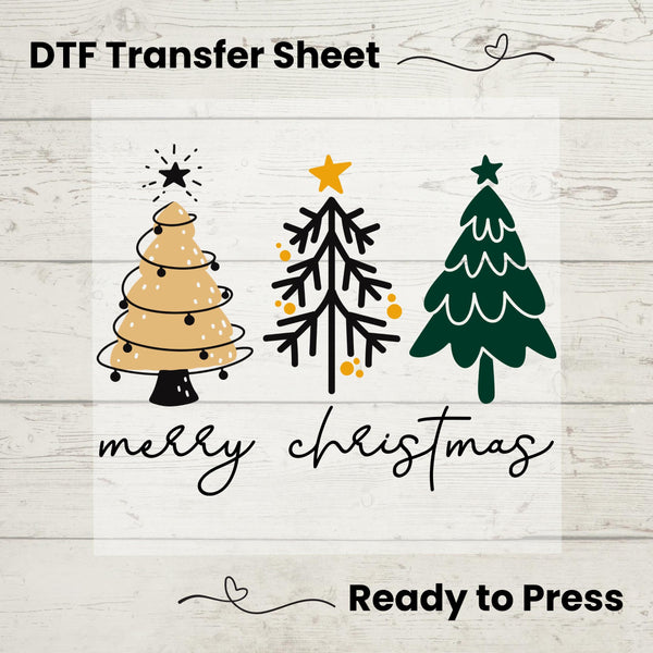 Merry Christmas DTF, Dtf Transfer Sheet, Ready to Press, Custom Dtf, Diy Heat Transfer, Merry Christmas Vibes, Holiday Craft, Christmas Tree