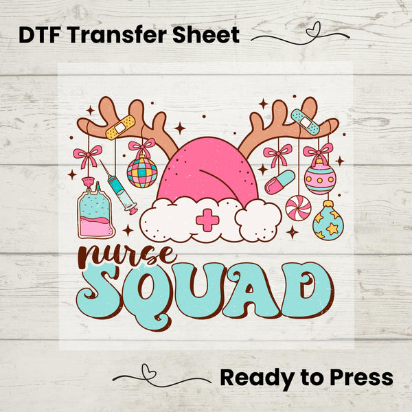 Christmas Nurse Squad DTF, Dtf Transfer Sheet, Ready to Press, Custom Dtf, Diy Heat Transfer, RN Holiday Shirts, Matching Shirts, Nurse Gift