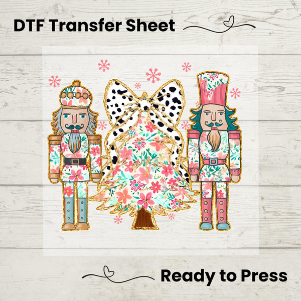 Nutcracker Christmas Tree DTF, Dtf Transfer Sheet, Ready to Press, Custom Dtf,  Heat Transfer, TShirt Transfer, Holiday Bow, Sweater Gift