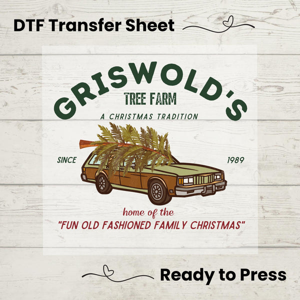 Griswold's Tree Farm  DTF, Dtf Transfer Sheet, Ready to Press, Custom Dtf, DIY Heat Transfer, Christmas Gift, Holiday Sweater, Classic 80's