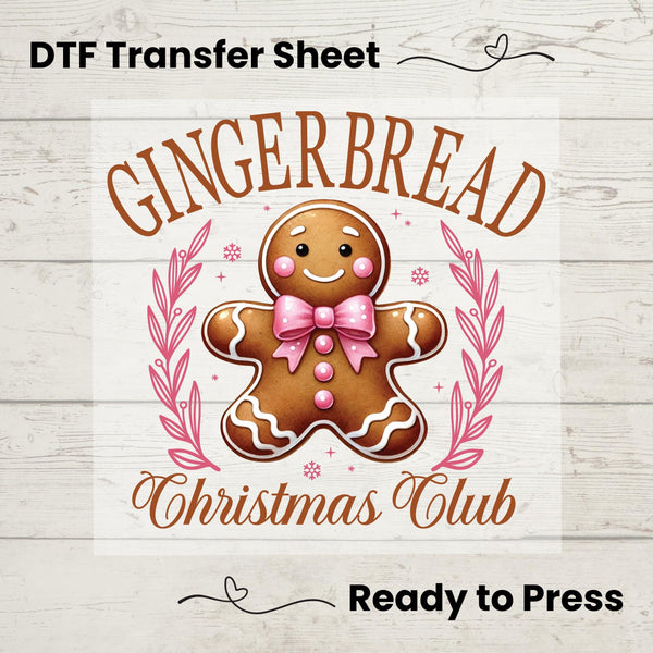Coquette Pink Christmas Gingerbread DTF, Dtf Transfer Sheet, Ready to Press, Custom Dtf, DIY Heat Transfer, Christmas Gift, Holiday Sweater