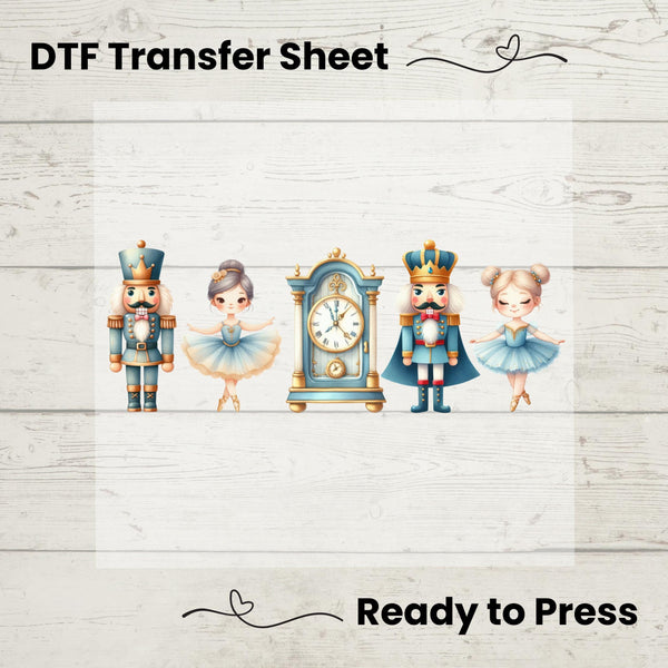 Blue Nutcracker Christmas DTF, Dtf Transfer Sheet, Ready to Press, Custom Dtf, DIY Heat Transfer, Ballet Lover Gift, Holiday Sweater
