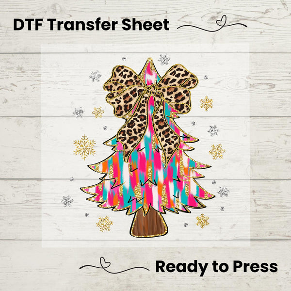 Coquette Glitter Christmas Tree DTF, Dtf Transfer Sheet, Ready to Press, Custom Dtf, Diy Heat Transfer, Holiday Craft, Christmas Tree Shirt