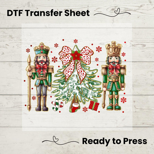 Green Nutcracker Christmas Tree DTF, Dtf Transfer Sheet, Ready to Press, Custom Dtf,  Heat Transfer, TShirt Transfer, Holiday Sweater Gift