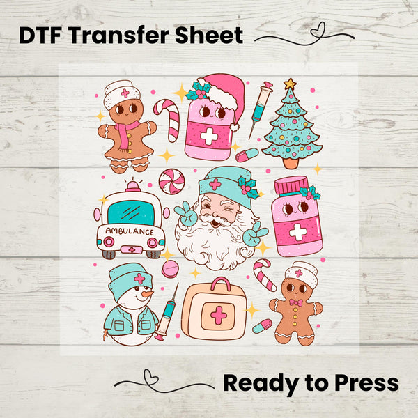 Christmas Nurse DTF, Dtf Transfer Sheet, Ready to Press, Custom Dtf, Diy Heat Transfer, RN Holiday Shirts, Holiday Sweater, Nurse Gift