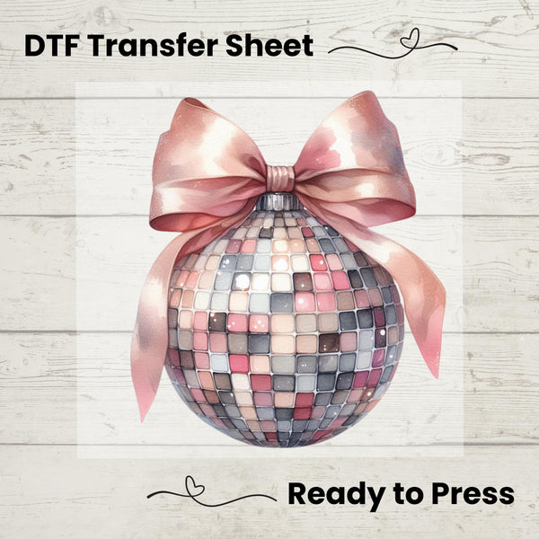 Coquette Disco Ball DTF, Dtf Transfer Sheet, Ready to Press, Custom Dtf, Heat Transfer, New Years Shirt, Holiday Craft, Girly Aesthetic Tee