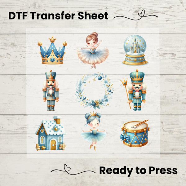 Blue Nutcracker Christmas DTF, Dtf Transfer Sheet, Ready to Press, Custom Dtf, DIY Heat Transfer, Ballet Lover Gift, Holiday Sweater