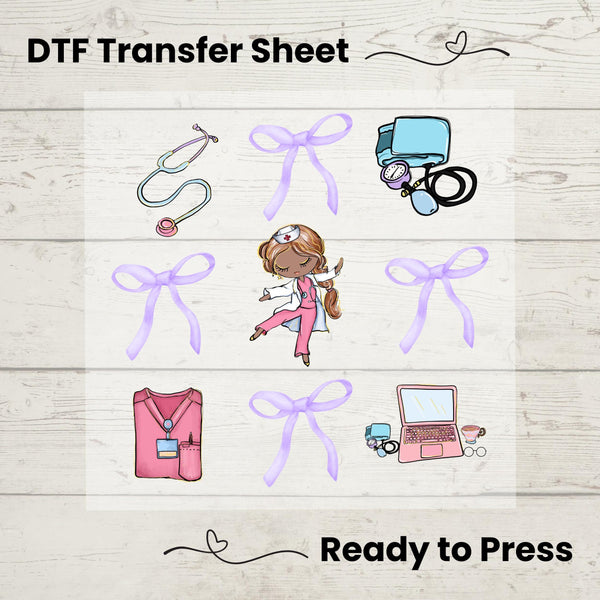 Coquette Nurse DTF, Dtf Transfer Sheet, Ready to Press, Custom Dtf, Diy Heat Transfer, Coquette Aesthetic  Shirt, Nurse Gift