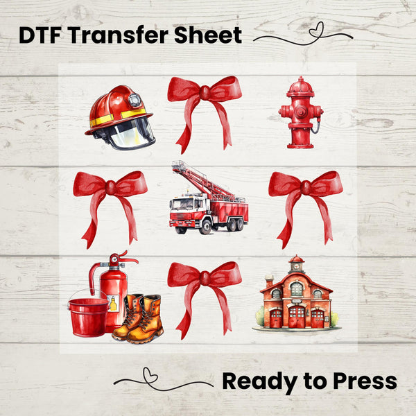 Coquette Firefighter DTF, Dtf Transfer Sheet, Ready to Press, Custom Dtf, Diy Heat Transfer, Coquette Aesthetic  Shirt, Firefighter Gift