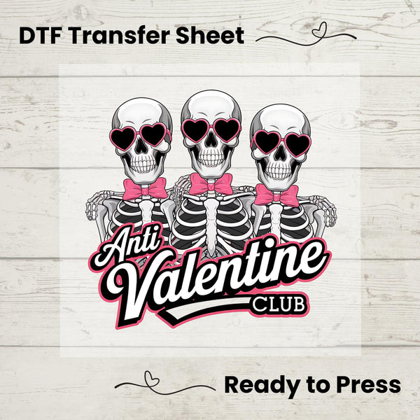 Anti Valentine Club DTF, Dtf Transfer Sheet, Ready to Press, Custom Dtf, Diy Heat Transfer, Valentines Day, Anti Valentine Tee