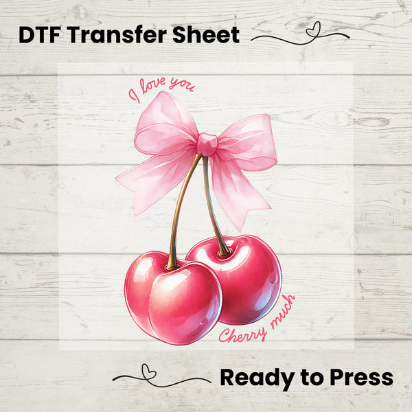 Valentines Day Coquette Cherry Bow DTF, Dtf Transfer Sheet, Ready to Press, Custom Dtf, Heat Transfer, Valentines Day, Coquette Aesthetic