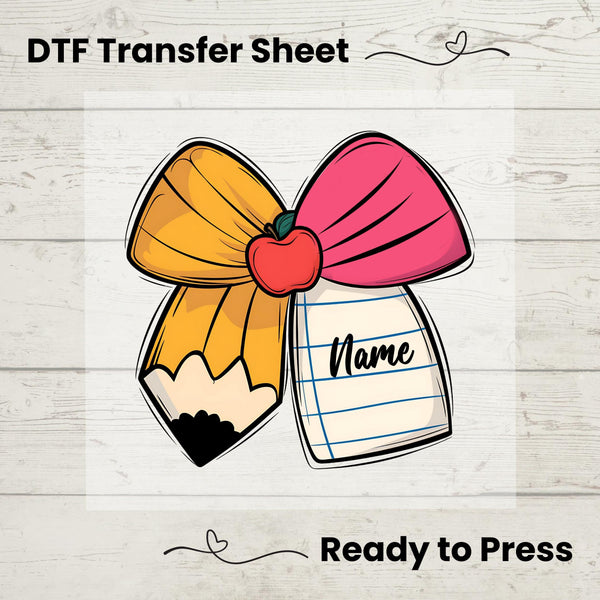 Teacher Coquette Bow DTF, Dtf Transfer Sheet, Ready to Press, Custom Dtf, Diy Heat Transfer, Teacher Gift, Coquette Aesthetic