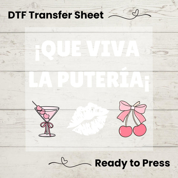 Que Viva La Puteria DTF, DTf Transfer Sheet, Ready to Press, Custom Dtf, DIY Heat Transfer, T-Shirt Transfer, Puerto Rico, DTMF Bad Bunny
