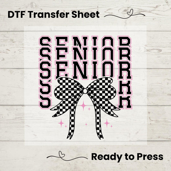 Senior 2025 Coquette Bow DTF, Dtf Transfer Sheet, Ready to Press, Custom Dtf, Diy Heat Transfer, T-Shirt Transfer, Graduation Gift Tee