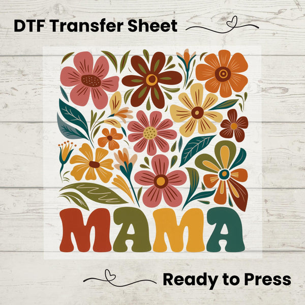 Mama Boho DTF, Dtf Transfer Sheet, Ready to Press, Custom Dtf, Diy Heat Transfer, T-Shirt Transfer, Boho Flowers, Mothers Day Gift