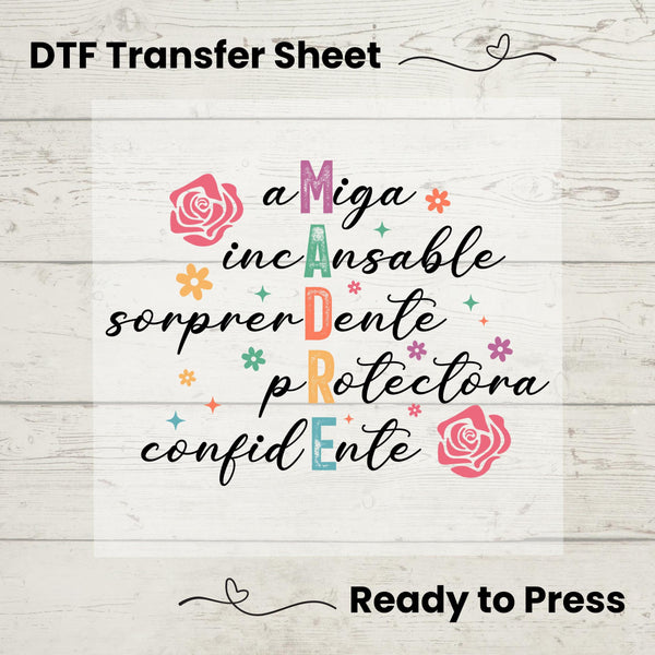 Spanish Mothers Day  DTF, Dtf Transfer Sheet, Ready to Press, Custom Dtf, Diy Heat Transfer, T-Shirt Transfer, Mothers Day Gift