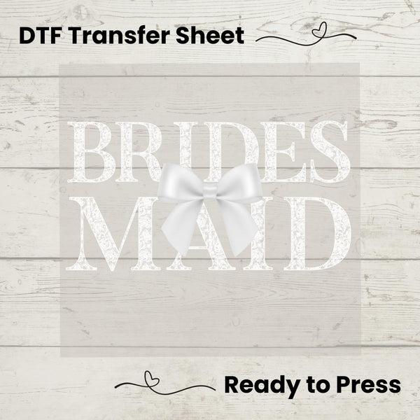 Bridesmaid DTF Transfer Sheet, Elegant Lace Bow Bridal Party Shirt, DIY Wedding Apparel, Bridesmaid Gift Idea, Heat Press Design