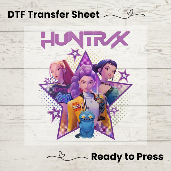 Kpop Demon Hunters DTF, Dtf Transfer Sheet, Ready to Press, Custom Dtf, Diy Heat Transfer,  Huntrix T-Shirt, Kpop Movie Fan Gift, Derpy Tee