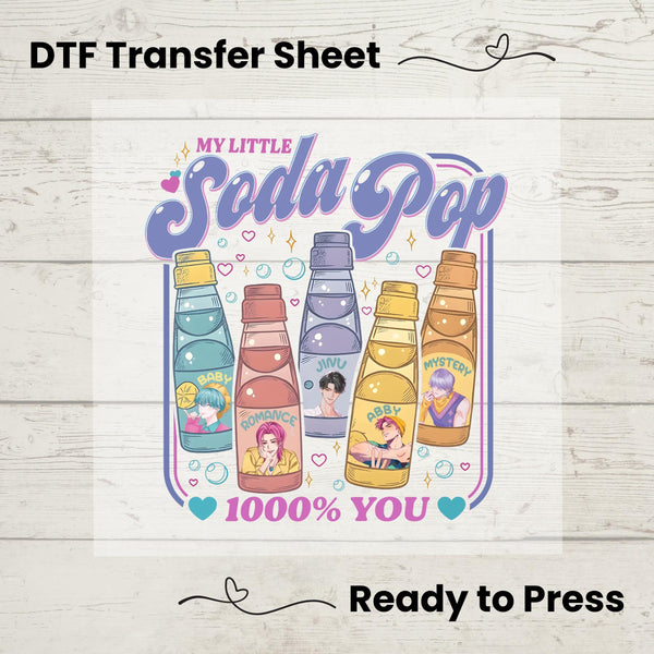 Saja Boys Soda Pop DTF Transfer Sheet: Kpop Anime Heat Transfer