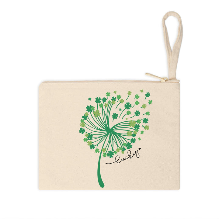 St. Patrick’s Day DTF transfer sheet featuring an elegant whimsical dandelion composed of green shamrocks with 'Lucky' text, ideal for DIY apparel.