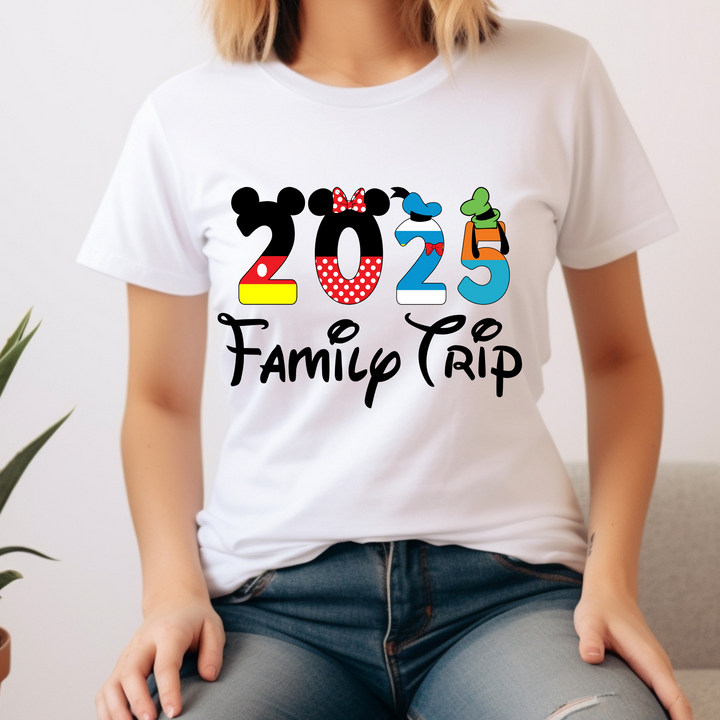Disney Family Trip 2025 DTF Transfer – Minnie Ears ready-to-press heat transfer for custom matching vacation shirts