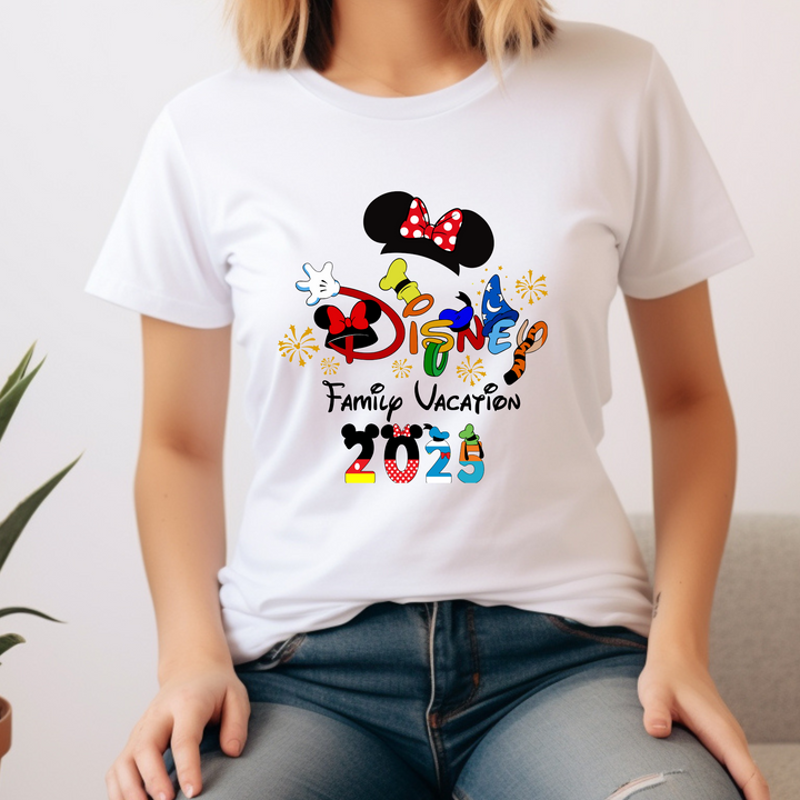 Disney Family Vacation 2025 DTF Transfer – Minnie Ears ready-to-press heat transfer for custom matching shirts