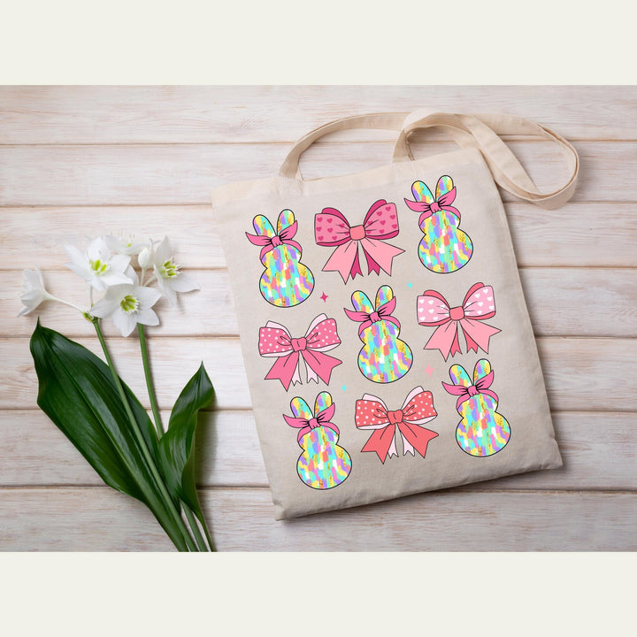 Pink Easter Bunny DTF Transfer with Pastel Bows - Coquette Aesthetic Heat Press Sheet