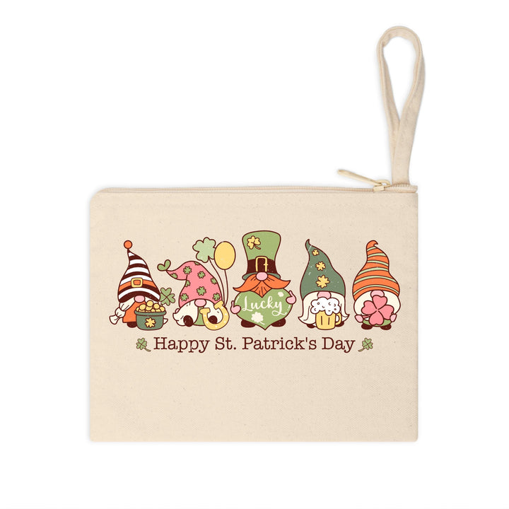Retro St. Patrick’s Day DTF transfer featuring colorful, cute Irish gnomes with shamrocks, lucky hats, and pots of gold for DIY festive apparel.